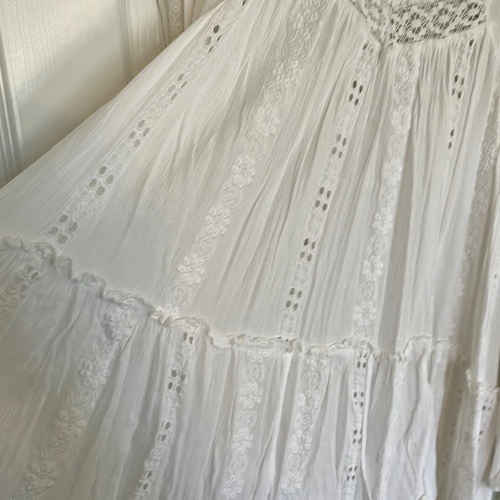 Free People Cream Asymmetrical Ruffled Tunic - Picture 3 of 4